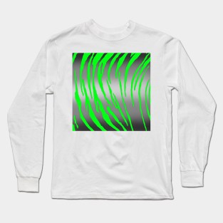 Silver Tiger Stripes Green Long Sleeve T-Shirt